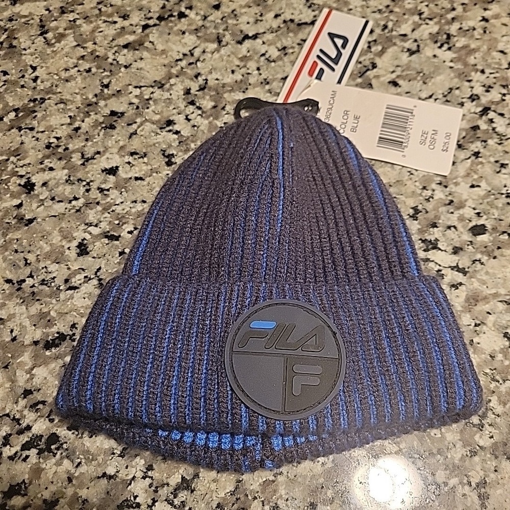 FILA Boys Blue/Black Beanie One Size Fits Most